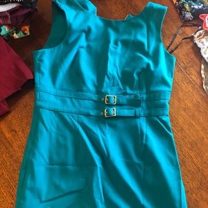 Teal blue/ green sleeveless business dress